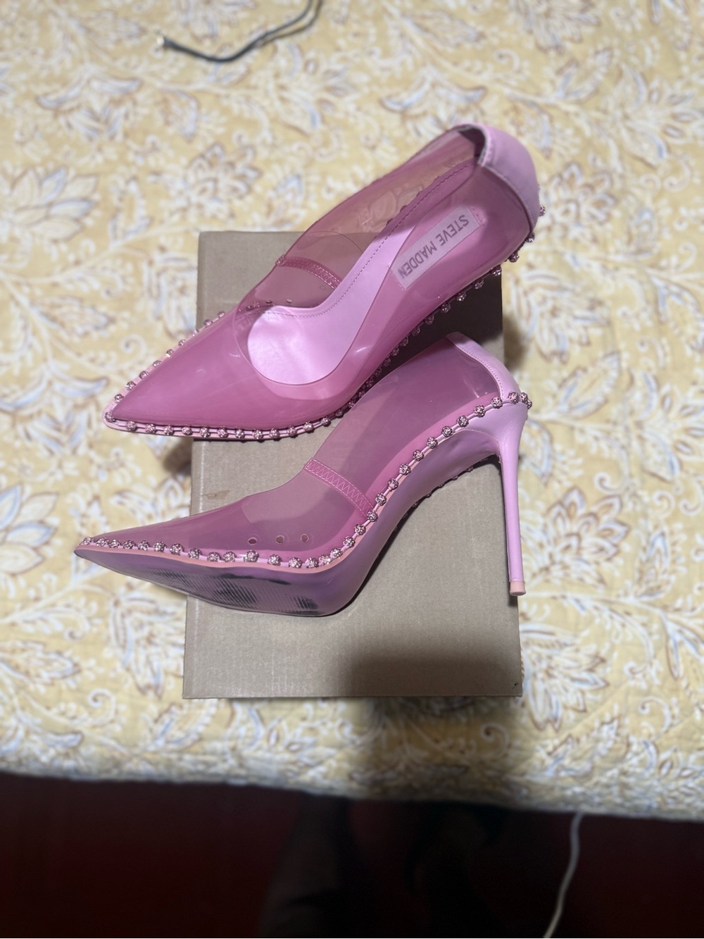 Steve Madden Pink Crystal-Trim Pointed Toe Stiletto Pumps